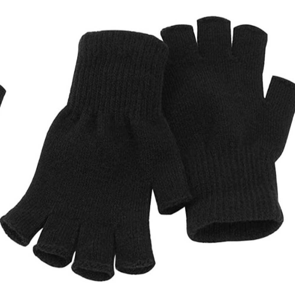 NWOT stretchy black knit fingerless gloves - Picture 2 of 3